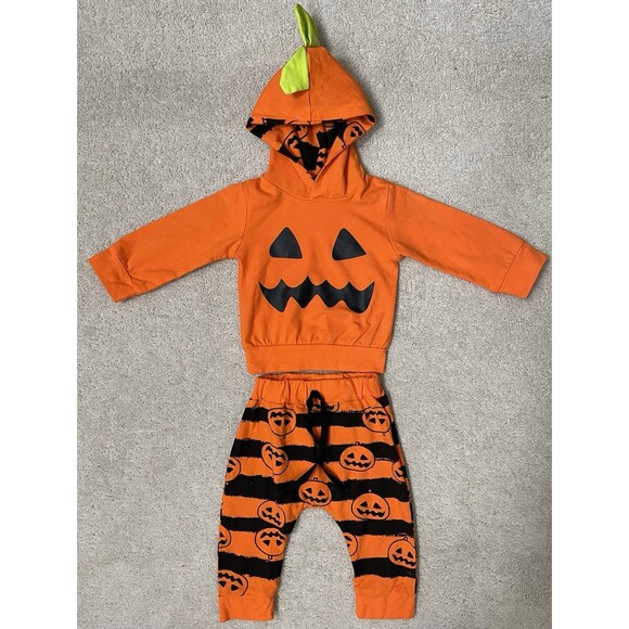 Halloween Baby 3/6M Hooded Fall Pumpkin Outfit - Picture 1 of 3